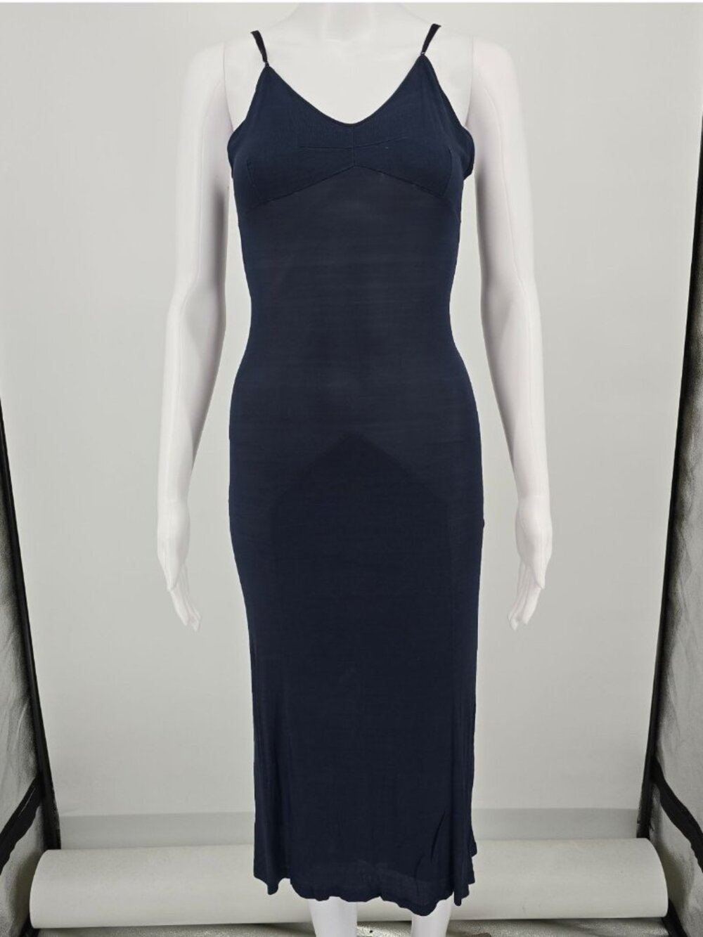 Vintage 1940s Sakura Distinctive Underthings Bemberg Rayon Navy Slip (XS/S)